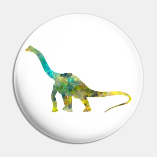 Dinosaur Watercolor Painting Yellow Green Turquoise Pin