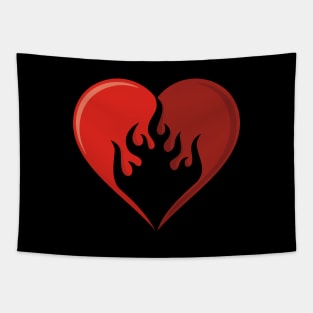 Flame Heart Icon Tapestry