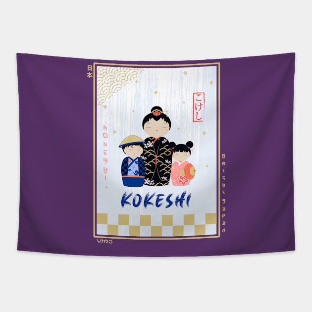 Kokeshi Ukiyo-e Tapestry by Wimido