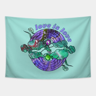 Love is Love Rainbows - Purple & Teal Tapestry