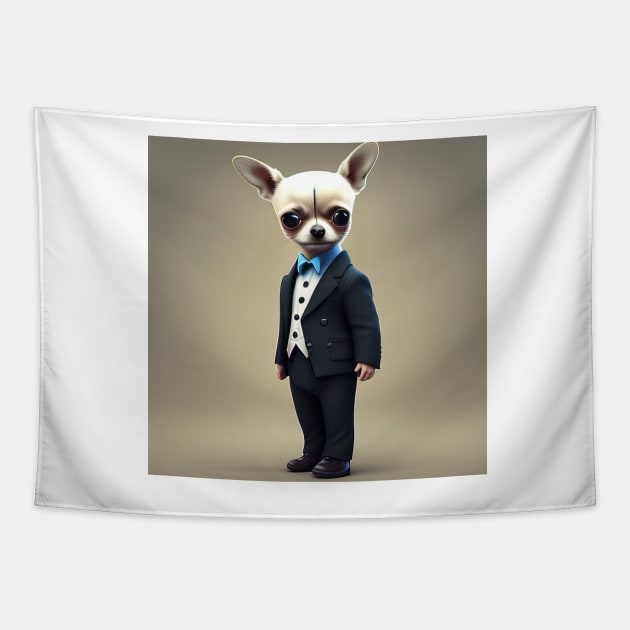 Chihuahua in suit Tapestry by IDesign23