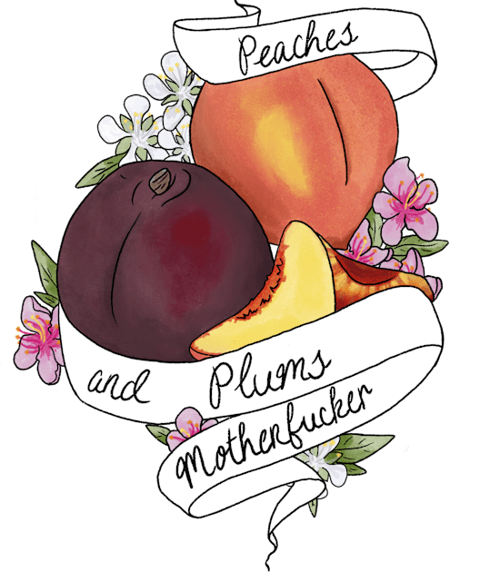 Peaches and Plums MFer Kids T-Shirt by Ashkatzart