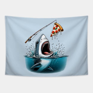 Funny Shark with Pizza, Pizza Lover Tapestry