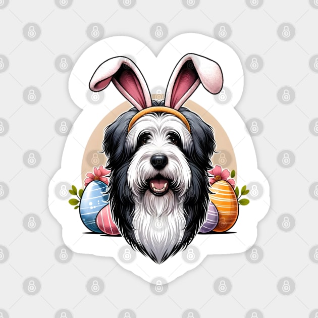 Polish Lowland Sheepdog Celebrates Easter with Bunny Ears Magnet by ArtRUs