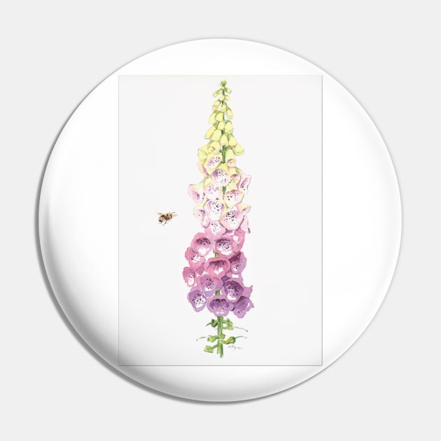 Foxglove and Bee Pin by arlyon