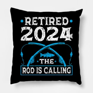 Fishing Rod Funny Retired Fisherman Retirement 2024 Pillow