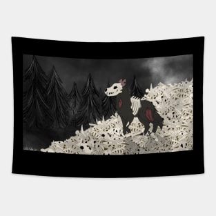 Apocalyptic Zombie Dog on Bone Pile Tapestry