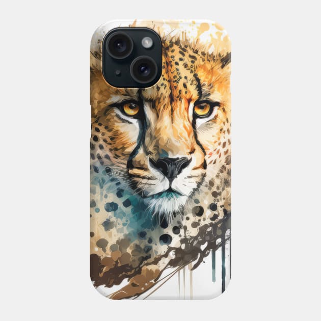 Cheetah Portrait Animal Painting Wildlife Outdoors Adventure Phone Case by Cubebox