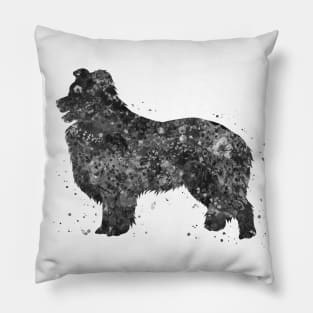 border collie dog black and white Pillow