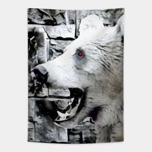 Bear Black and White Spray Paint Wall Tapestry