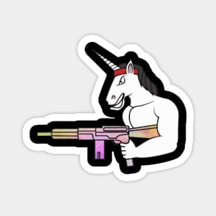 Unicorn muscles weapon fighter war rainbow Magnet