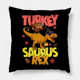 Dinosaur Thanksgiving Boys Turkey Saurus T rex Pilgrim Men Pillow