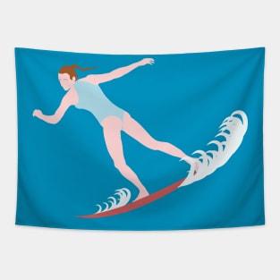 Surfing Brunette Tapestry