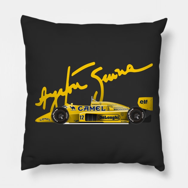 Ayrton Senna's Lotus 99T Illustration Pillow by Burro Wheel