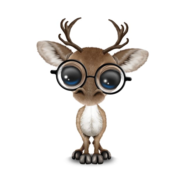 Cute Curious Nerdy Reindeer Wearing Glasses by jeffbartels