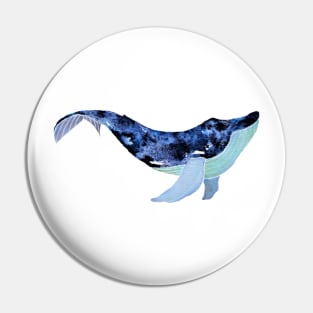 WHALE - SALT WATERCOLOR WHALE IN BLUE – WATERCOLOR WHALE PAINTING Pin