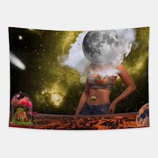 Outside moon face Tapestry