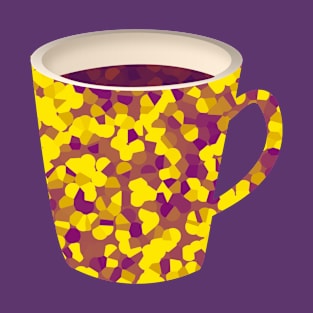 Yellow Cup of Coffee Mosaic Pixel Retro Cafe T-Shirt