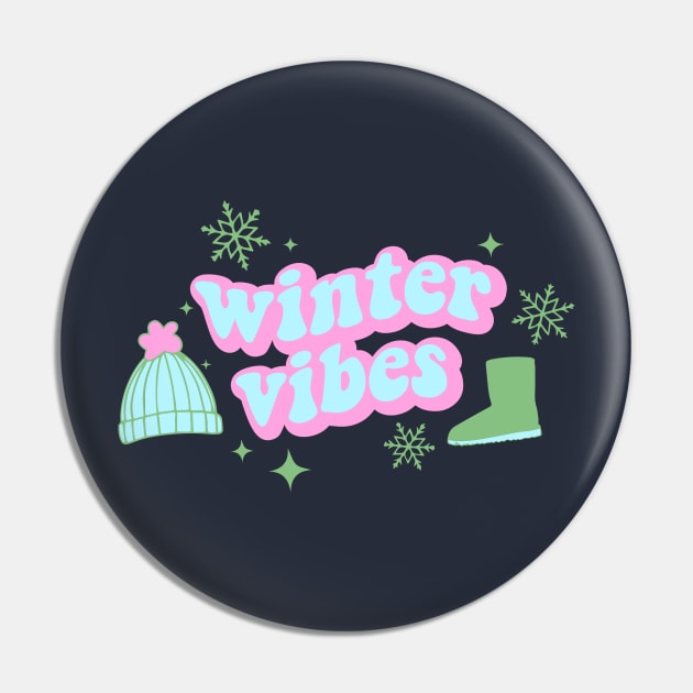 Winter Vibes Wavy Font Pin by Violet Ray Design