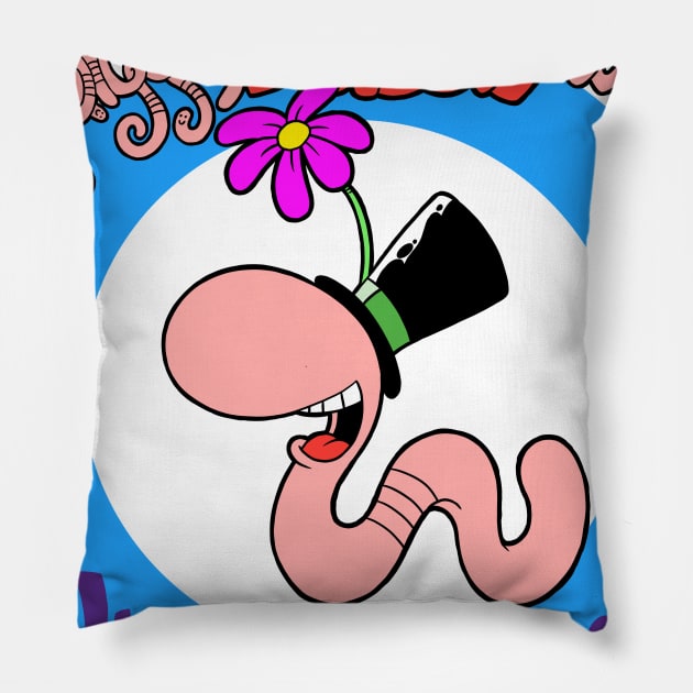 Squiggly Bulgy Worm Dream Team! Pillow by The Squiggly Shoppe