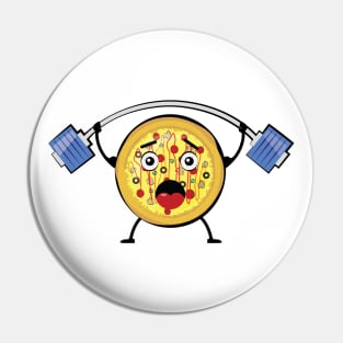 Weightlifter Pizza - Funny Character Illustration Pin