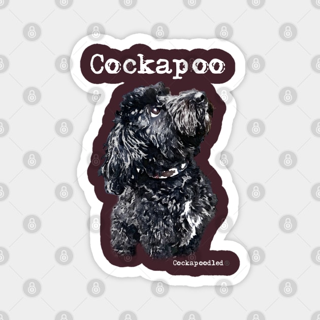 Black and White Cockapoo / Spoodle and Doodle Dog Magnet by WoofnDoodle 