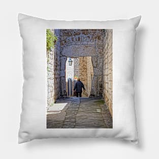 Man Walking Through Archway, Hvar Pillow