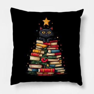 Christmas Cat Books design Pillow