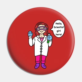 Chibi cartoon scientist girl Pin