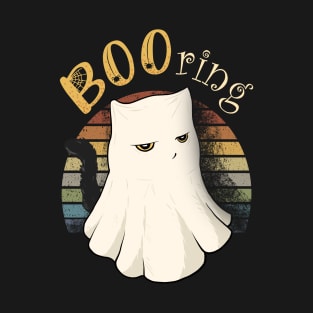 Funny & Cute Black BOOring Ghost Cat T-Shirt