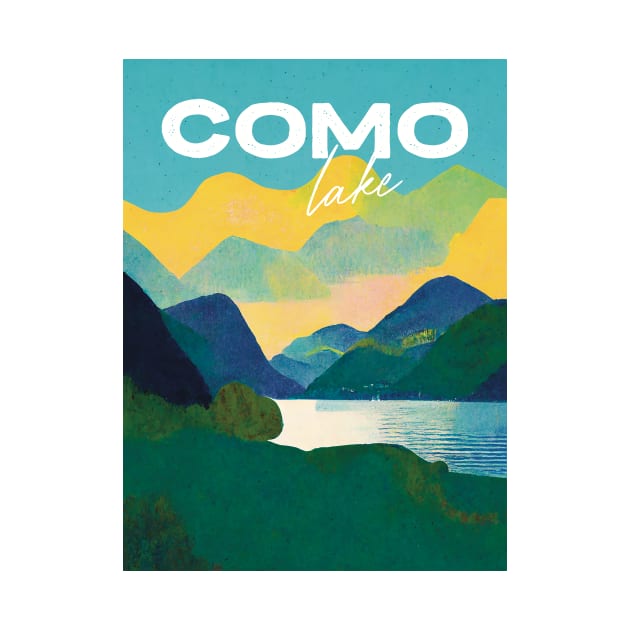 Lake Como Old Travel Poster Retro Wall Art Illustration by BetterManufaktur