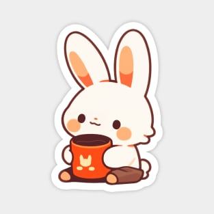 Kawaii bunny drinking hot chocolate Magnet