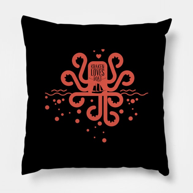 Kraken loves boat Pillow by cypryanus