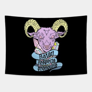 satan respects pronouns Tapestry