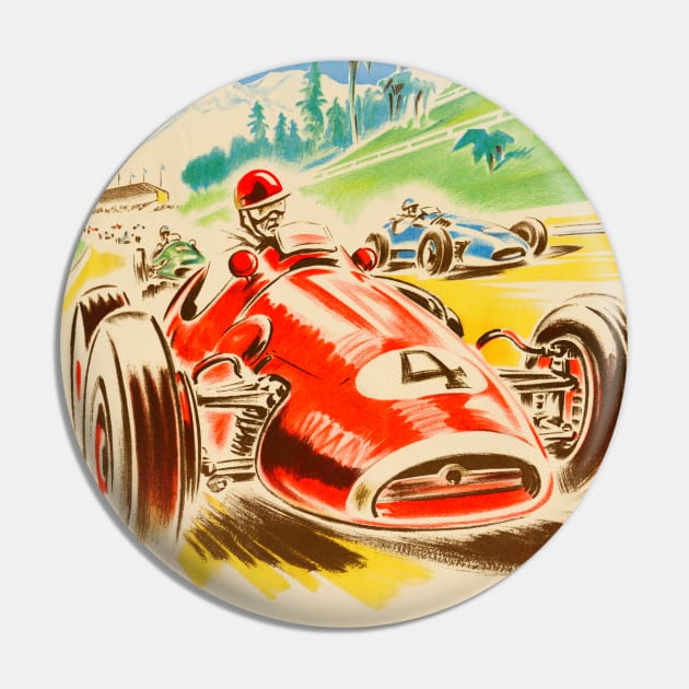 Grand Prix de Pau Vintage Poster 1950 Pin by vintagetreasure