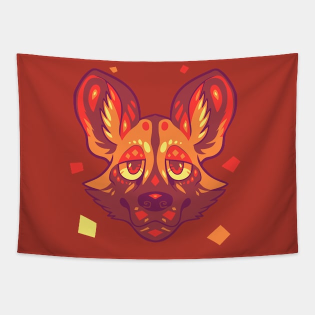 African wild doggo Tapestry by Psychonautic