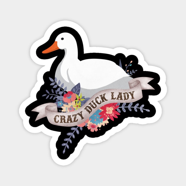 Crazy Duck Lady Magnet by Psitta