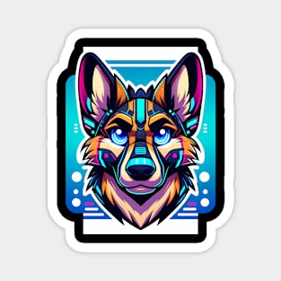 Cyberpunk Neon Furry Anthro German Shepherd Magnet