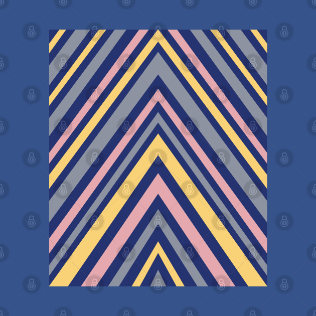 Chevron Pattern in Grey, Navy Blue, Pink and Yellow by OneThreeSix