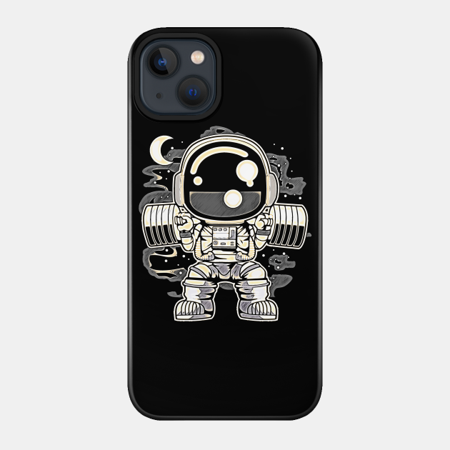 Astronaut Barbell Body Builder • Funny And Cool Sci-Fi Cartoon Drawing Design Great For Any Occasion And For Everyone - Astronaut - Phone Case