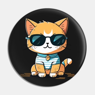 Cute ginger cat wearing sunglasses Pin