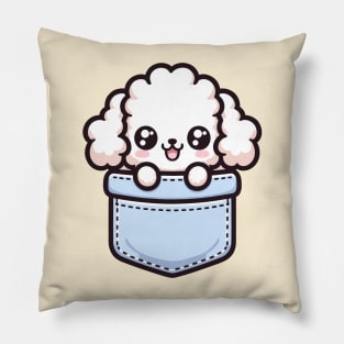 Kawaii Poodle Puppy in Pocket Cute Peeking Dog Pillow