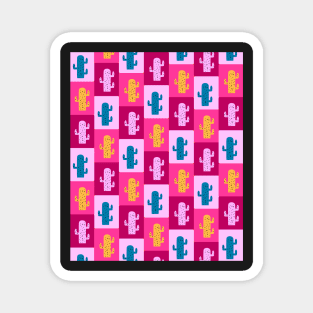 Cacti in pink rectangles Magnet