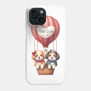 Valentine Dog Couple On Hot Air Balloon Phone Case