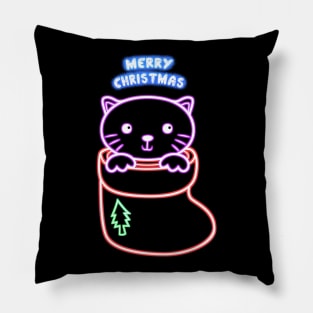 Cat Gift Shoes Neon T shirt retro vintage cyberpunk Pillow