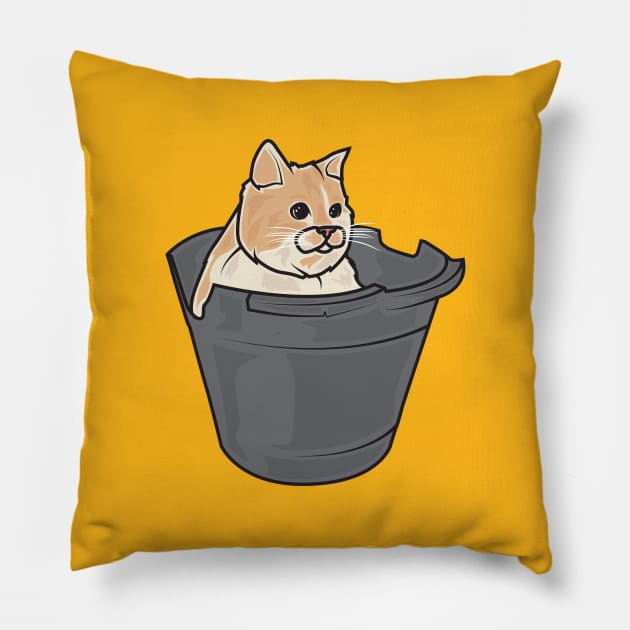 Fat Cat in a Bucket Pillow by crissbahari