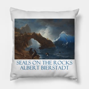 Seals on the Rocks by Albert Bierstadt Pillow