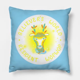 (Texted Pastel Carpet-like Version) Believer's World Resident Wopwop Pillow