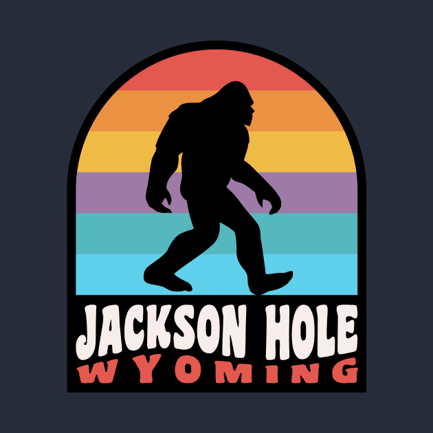 Jackson Hole Wyoming Bigfoot Sasquatch Retro Sunset by PodDesignShop