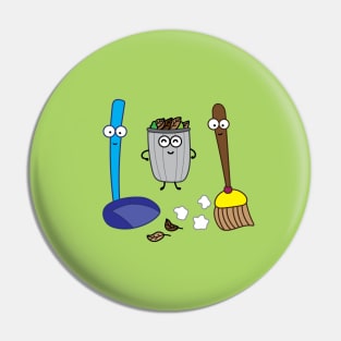 cute broom dustpan and trash bin Pin